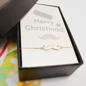 Sterling Silver Mustache Bracelet, Christmas Gifts..