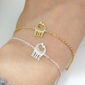 Two Giraffes In Love Bracelet, Giraffe Couple..