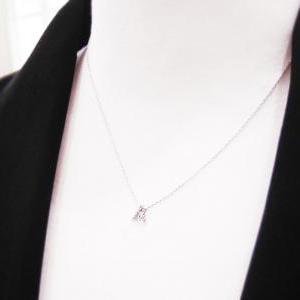 Crystal Signature Necklace, Tiny Crystal Initial..
