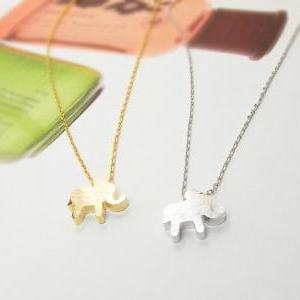 Satin Brushed Elephant Necklace, Elephant Jewelry