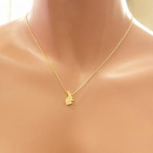 Satin Brushed Bunny Necklace, Rabbit Jewelry