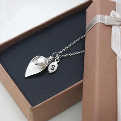 Calla Lily Flower Necklace, Wedding..