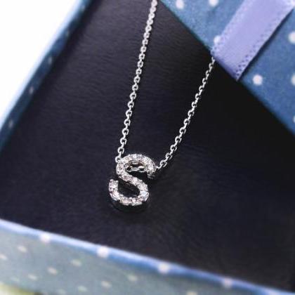 Tiny Crystal Initial Necklace, Shiny And Stunning..