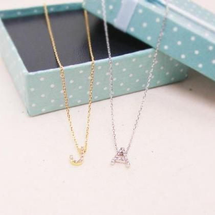 Tiny Crystal Initial Necklace, Shiny And Stunning..