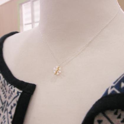 Snowflake Necklace, Tiny Snowflake Necklace In..