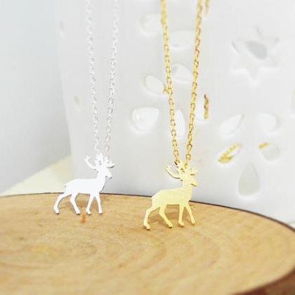 Tiny Rudolph Necklace, Christmas Gift, Antler..