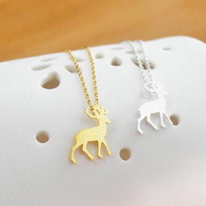 Tiny Rudolph Necklace, Christmas Gift, Antler..