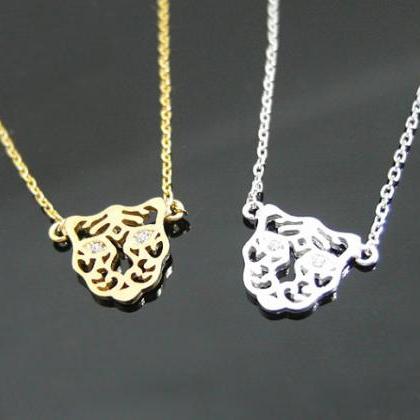 Tigris Head Necklace In Silver, Tiger Necklace,..