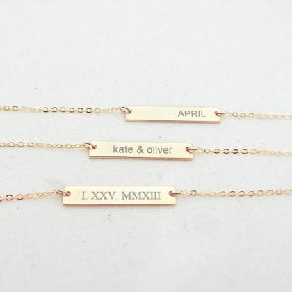 Message Bar Necklace, Personalized Necklace, Laser..