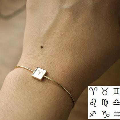 Zodiac Sign Bangle, Zodiac Bracelet