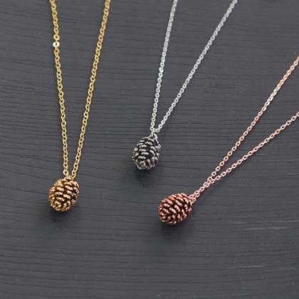 Rose Gold Pine Cone Necklace / Pink Gold Necklace..