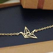 Origami Bird Bracelet in Gold