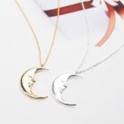 Crescent Moon Necklace, Smile Moon Necklace, Make a Wish, New Beginnings Necklace, Illuminated Necklace, Dream Jewelry