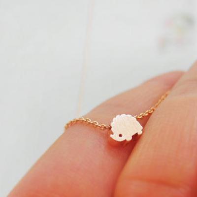 Rose gold Hedgehog Necklace, Animal Necklace, Delicate Necklace, Dainty Necklace, Charming necklace, Tiny Long Layered Necklace
