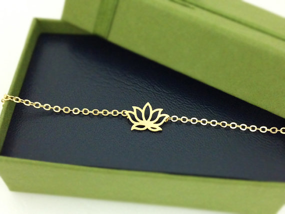Lotus Flower Bracelet In Gold, Yoga Bracelet, Be The Yogi, Flower Bracelet, Oriental Jewelry