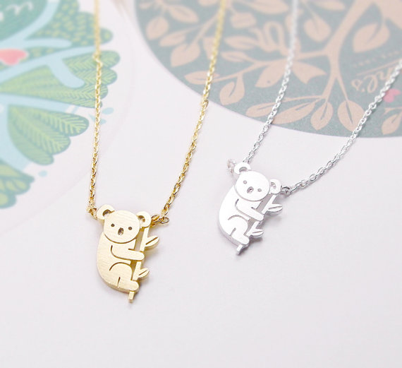 Koala Necklace, Tiny Animal Necklace, Aussie Animal Koala, Funny Necklace