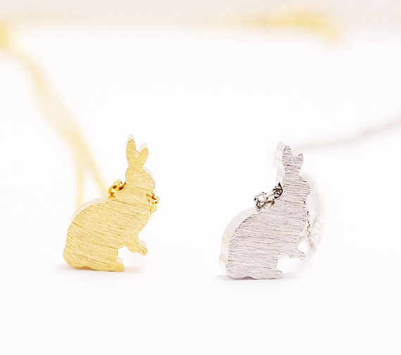 Satin Brushed Bunny Necklace, Rabbit Jewelry
