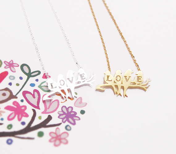 Bird Necklace, Love Bird Jewlery, Love Necklace, Bird On A Branch Necklace, Singing Bird, For Mom, Girlfriend Gifts