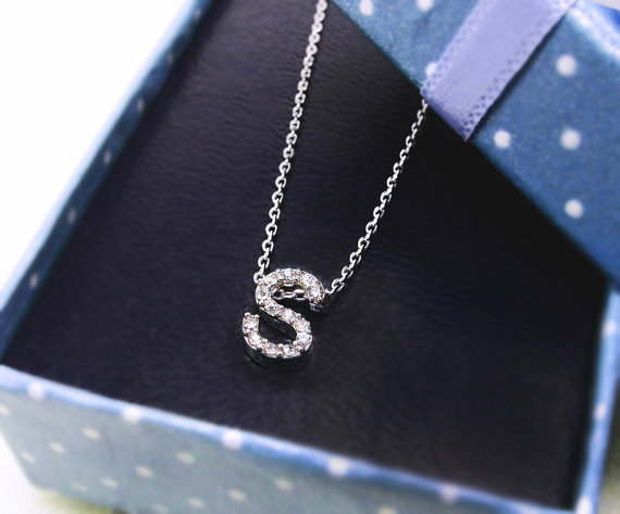 Tiny Crystal Initial Necklace, Shiny And Stunning Alphabet Necklace