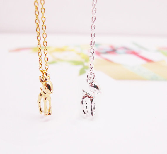 Bambi Necklace, Little Deer Necklace, Raindeer Necklace, Gift For Less, Girlfriend Gifts