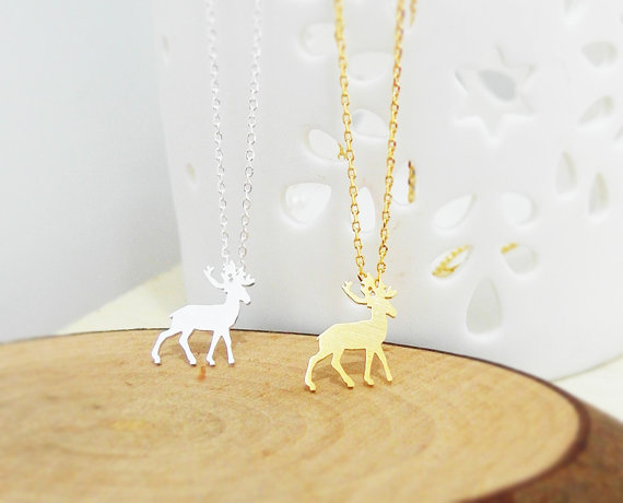 Tiny Rudolph Necklace, Christmas Gift, Antler Necklace, Reindeer Necklace, Horn Necklace, Winter Jewelry, Holiday Gift