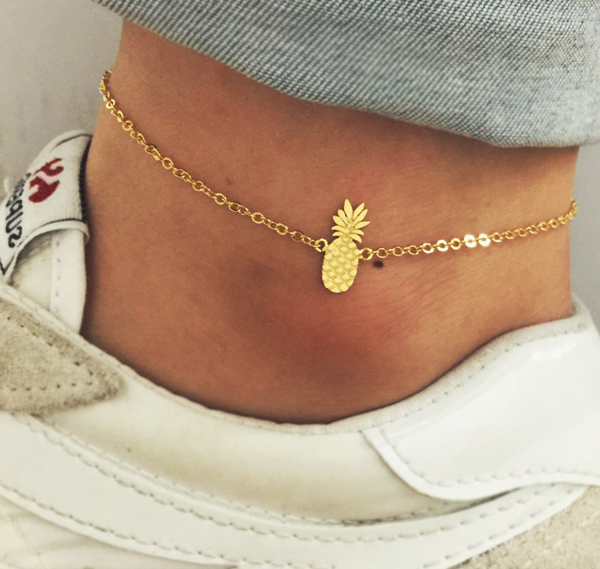 Pineapple Anklets, Fruit Jewelry, Tropical Fruit Anklets, Summer Jewelry, Cute Anklets