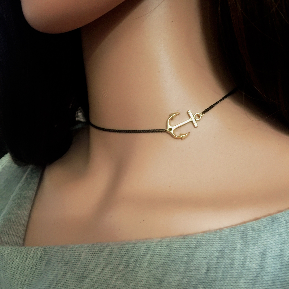 Anchor Choker Friend Gifts Women Necklace Sideways Anchor Necklace